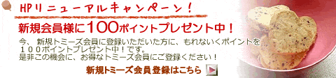 HPリニューアルキャンペーン!新規会員様に100ポイントプレゼント中!